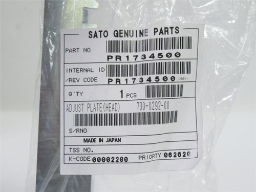 Sato PR1734500; Adjust Plate (Head)