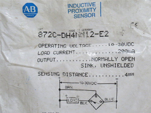 Allen-Bradley 872C-DH4NN12-W2; Proximity Sensor; 10-30VDC