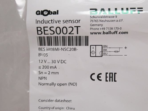 Balluff BES002T; Prox Sensor; 12-30VDC; 200mA