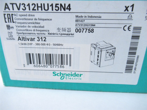 Schneider ATV312HU15N4; AC Drive 2HP 380-500VAC 3Phase
