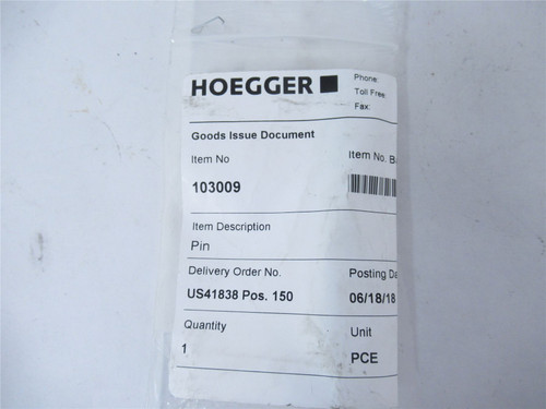Hoegger 103009; Pneumatic Locking Pin