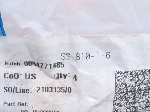 Swagelok SS-810-1-6; Tube Fitting; SS-316; 1/2" Tube x 3/8NPT