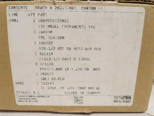 Parker S6N05YS13X0XS; SN6 Solenoid Valve Kit - Coil 120VAC