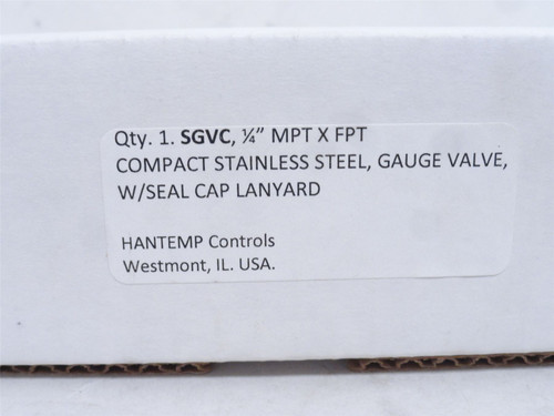 Hantemp SGVC; Compact; Stainless; Gauge Purge Valve; 1/4NPT