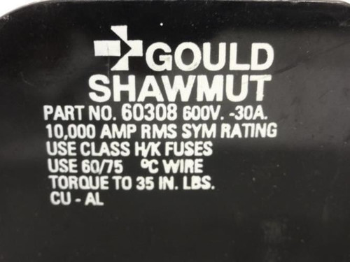 Gould 60308; Fuse Block; -30A; 600V; Class HK