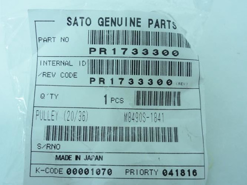 Sato PR1733300; Pulley; for M8490SE/M8490S