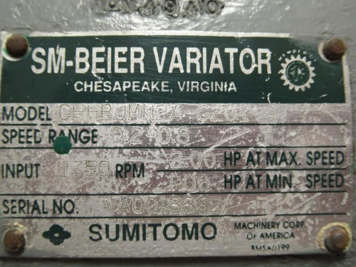 Sumitomo CHHBJMN2A; Inline Gearbox; 0.2-0.8 Range; 1750RPM