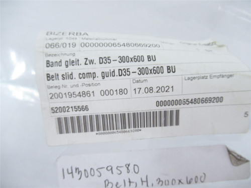 Bizerba 65480669200; Belt H 300x600 Blue