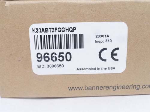 Banner K30ABT2FGGHQP; Panel Mount Indicator 96650; 12-30VDC
