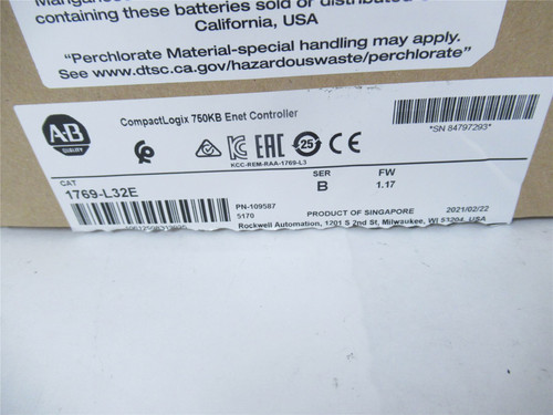 Allen-Bradley 1769-L32E; CompactLogix 750KB Enet Controller
