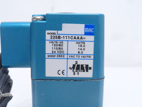 MAC 225B-111CA; Solenoid Valve; 110/120VAC/24VDC; 0-15PSI