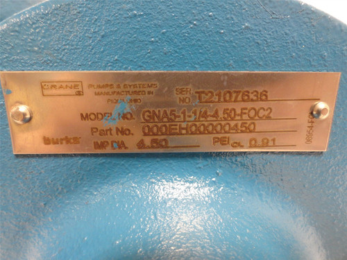 Burks GNA5-1-1/4-4.50-FOC2; Pump 1-1/2NPT-In 1-1/4NPT-Out