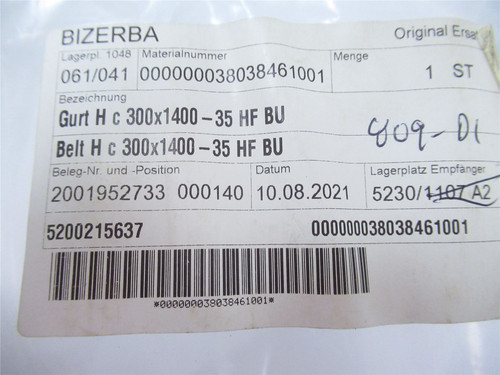 Bizerba 38038461001; Belt HC 300mmx1400mm 35HF Blue