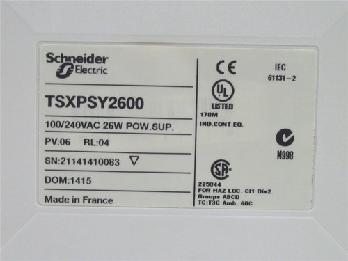 Schneider TSXPSY2600; Power Supply; 100/240VAC; 26W