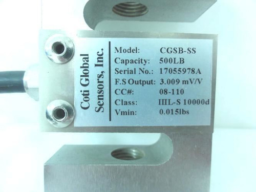 Coti CGSB-SS 500 Lb; SS Load Cell; 500Lbs; Class 111L-S