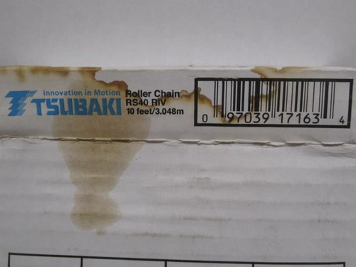 Tsubaki RS40-RIV-10; Single Strand Roller Chain # 40; 10' Long