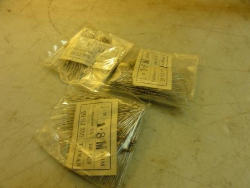 MFG- MDL-Unkn80990; LOT-300; Resistors; 1.8M Ohms; 1/4W