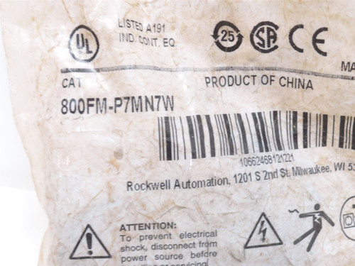 Allen-Bradley 800FM-P7MN7W; Clear Pilot Light; 24VDC; 22mm