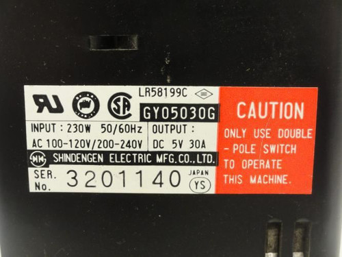 Shindengen GY05030GN; Power Supply 100-120VAC@3.6A In