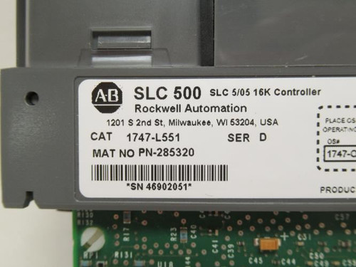 Allen-Bradley 1747-L551; SLC 5/05 CPU Controller 16K Mem NO KEY
