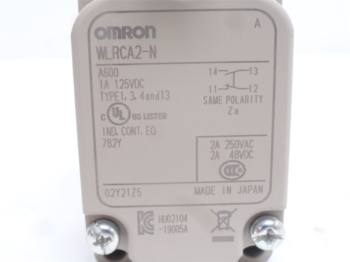 Omron WLRCA2-N; Limit Switch; 2A 250VAC (Missing Lever)