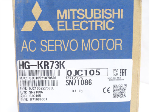 Mitsubishi HG-KR73K; Low-Inertia Rotary Servo Motor; 109VAC