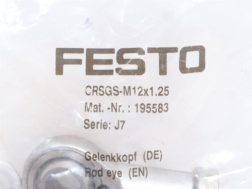 Festo CRSGS-M12x1.25; Rod End Bearing 195583; SS; M12X1.25