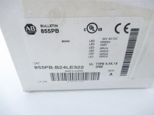 Allen-Bradley 855PB-B24LE322; Panel Beacon 24VAC/DC LED-Green