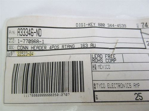 TE Connectivity 1-770968-1; Lot-10 Conn Header; 4-Position
