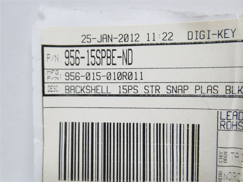 Norcomp 956-015-010R011; Lot-18 Connector Backshells; 15Pos