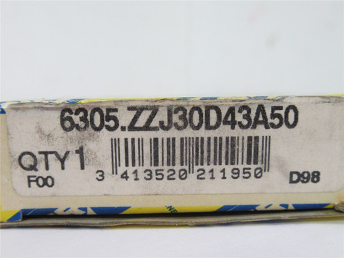 SNR 6305.ZZJ30D43A50; Shielded Ball Bearing; 25mmID; 62mmOD