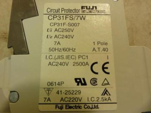 Fuji Electric CP31FS/7W; Circuit Protector 7A 250Vac