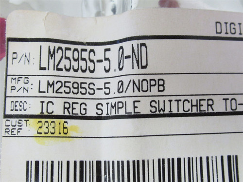 Texas Instruments LM2595S-5.0/NOPB; Lot-19 I/C DC/DC Convert.