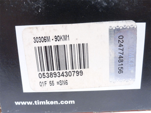 Timken 30306M; Tapered Roller Bearing W/Cup; 30nnID x 72mmOD