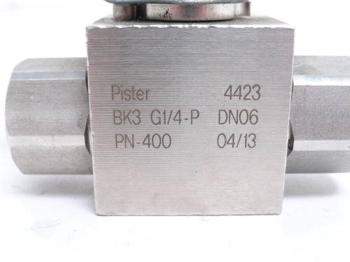 Pister BK3 G1/4-P; Manual Hydraulic Valve 4423; SS; 1/4NPT