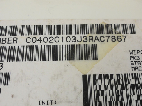 Kemet C0402C103J3RAC7867; Lot-7500 Ceramic Capacitor .01uF
