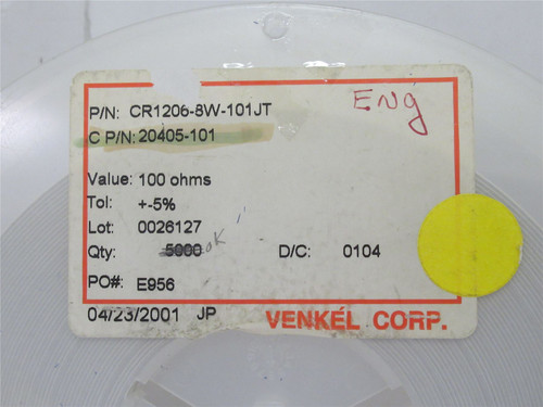 Venkel CR1206-8W-101JT; Lot-4100 Chip Resistor 100ohm +-5%