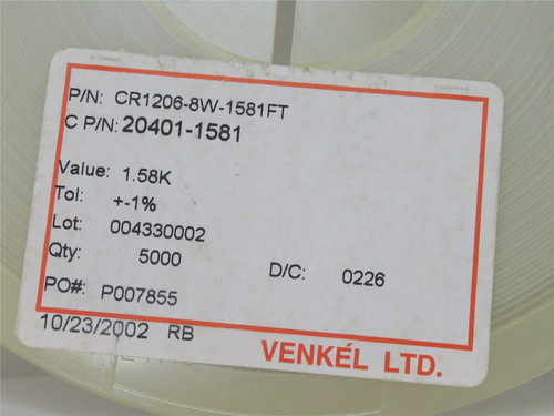 Venkel CR1206-8W-1581FT; Lot-4500 Chip Resistor;1.58Kohm