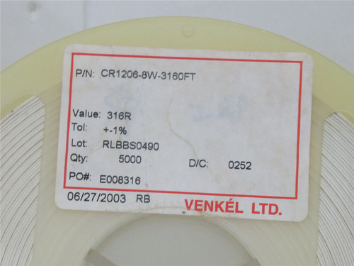 Venkel CR1206-8W-3160FT; Lot-4500 Chip Resistor; 316ohm