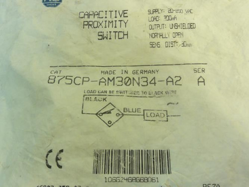 Allen-Bradley 875CP-AM30N34-A2; Proximity Switch; 20-250VAC