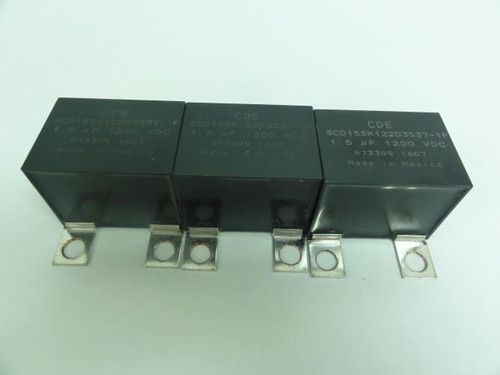 CDE SCD155K122D3S37-1F; Lot-3 Film Capacitors; 1.5uF; 1200VDC