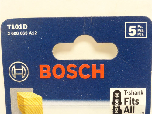 Bosch T101D; Pack-5; T-Shank Jig Saw Blades For Wood; 6 TPI