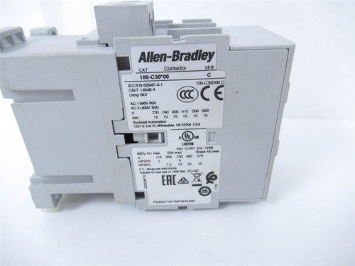 Allen-Bradley 100-30D00; Contactor 30A 3-Pole 3-NO Coil: 120V