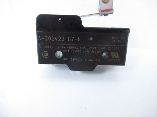Omron A-20GV22-B7-K; Switch Snap Action 20 A 250VAC 30 VDC