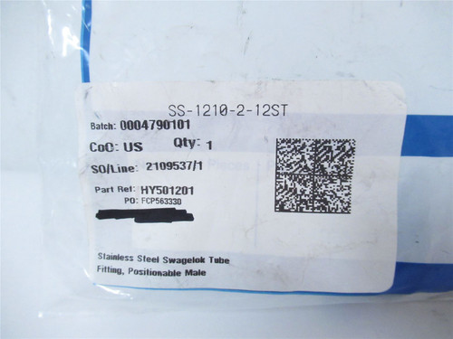 Swagelok SS-1210-2-12ST; SS Elbow 3/4"tubeOD 1-1/16-12SAE ST