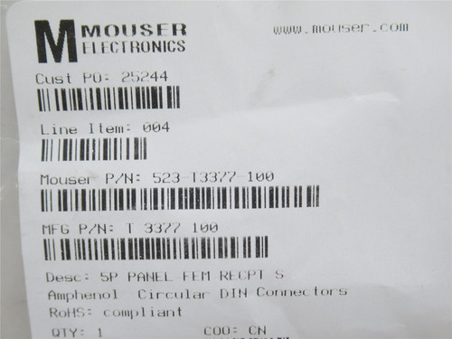 Amphenol  T 3377 100; Circular DIN Connector; 5-Contact