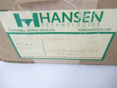 Hansen HCK4-7; Check Valve Flanged In Line 1 1/2" 400 psig