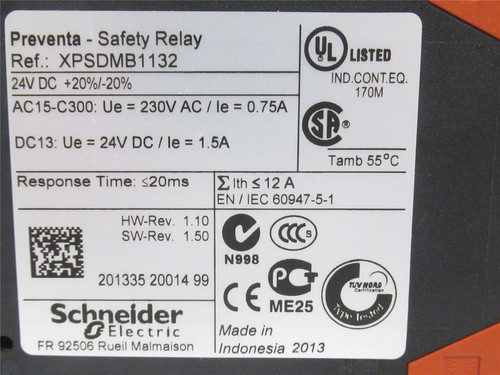 Schneider XPSDMB1132; Preventa Safety Relay; 24VDC; 1.5A