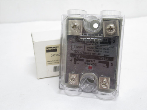 Dayton 5Z948; Triac Output SSR; 10A; 240VAC; 3-32VDC