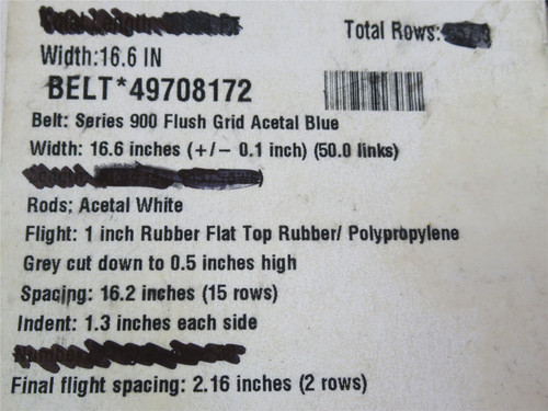 Intralox 49708172-19; Series 900 Flush Grid Belt 19'L x 16.6"W